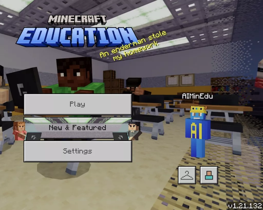 Minecraft Education 右下角版本号示意图